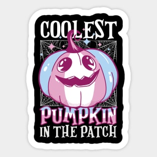 Coolest Pumpkin In The Patch Trans Flag Jack O’ Lantern Funny Sticker